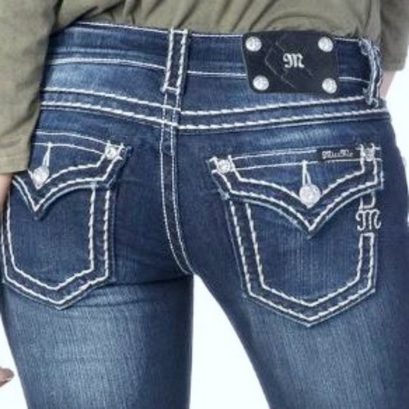 Miss Me Denim - Miss Me Distressed Bootcut Flap Pocket Jeans